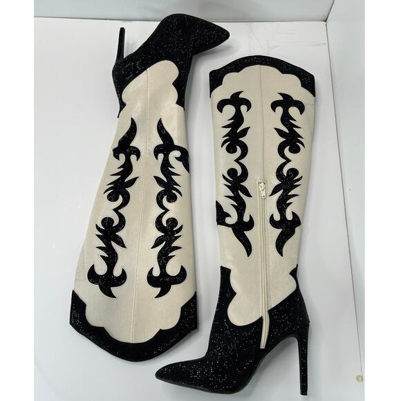 INC International Concepts Iresa Jeweled Western Knee High Boot Cream Women 5.5M - Picture 5 of 13